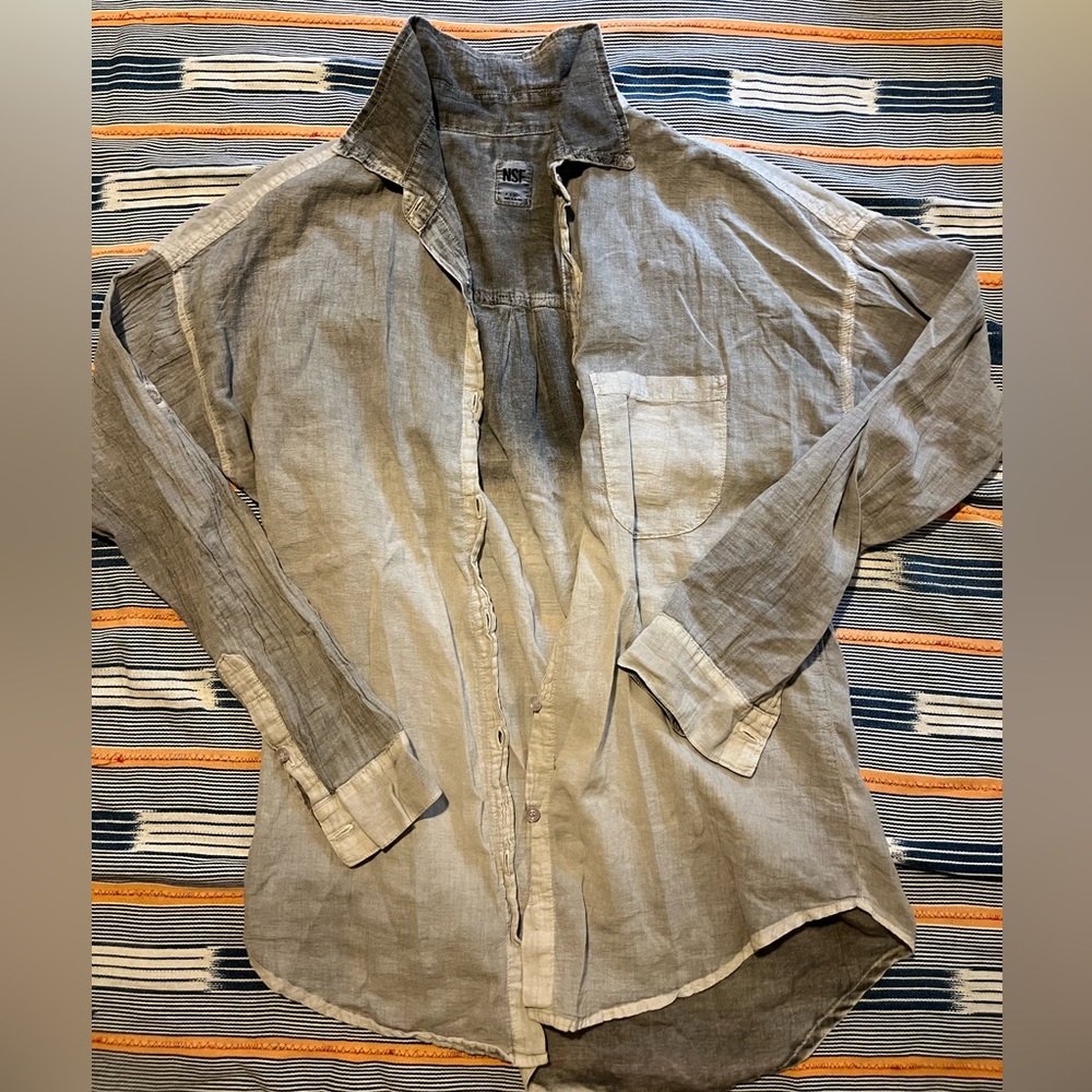 NSF Ombré Distressed Button Down sz M